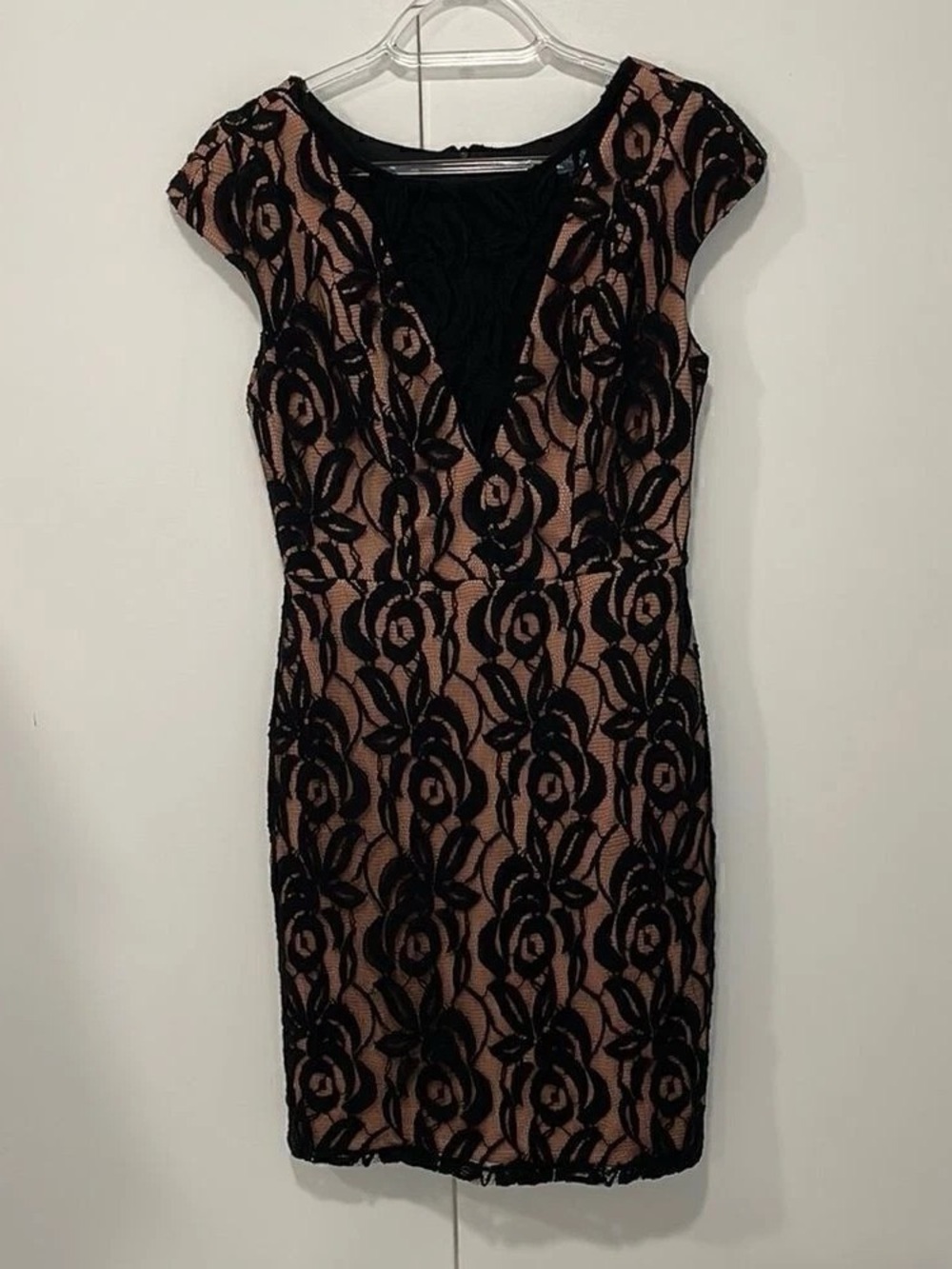 Zara Black Lace Over Nude-Backed Mini Dress